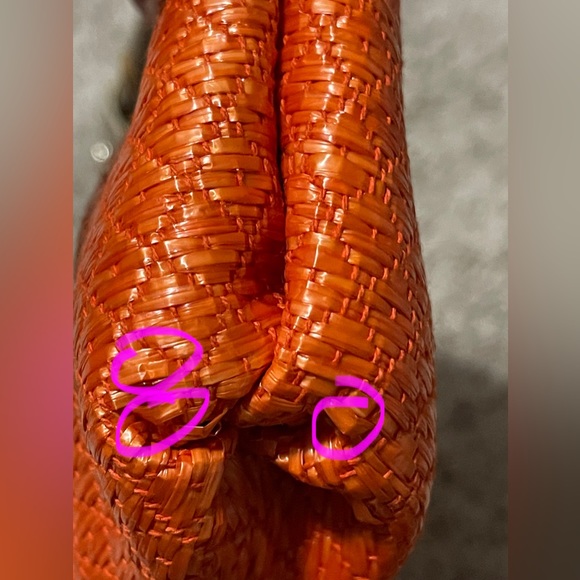 Elaine Turner Beach Grass Bamboo Handles Handbag with Matching Mirror - Picture 8 of 10